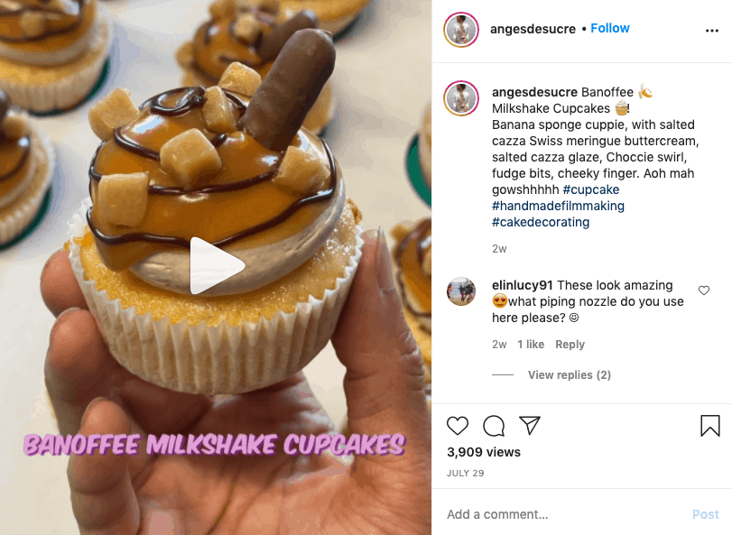 anges de sucre - personal video course post instagram